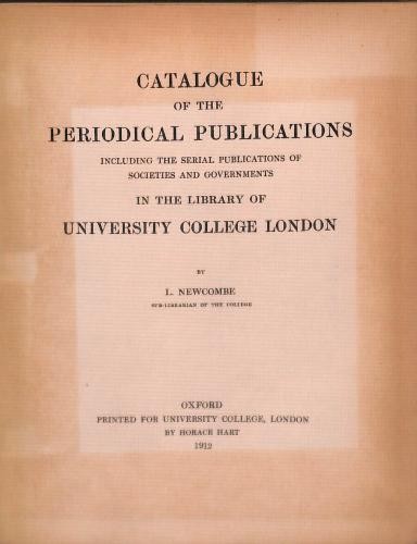 Catalogue the periodical - of,